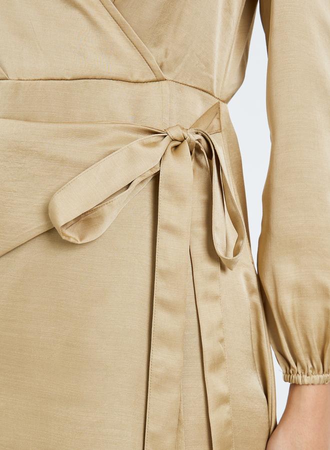 Styli Women Beige Wrap Maxi Dress - Image 3